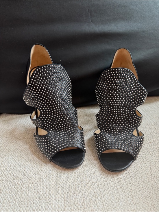 Jimmy Choo Shoes - Jimmy Choo Black Studded Cutout High Heel Sandals